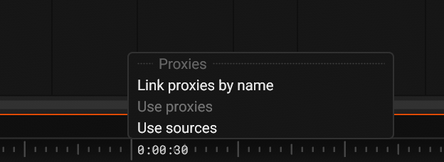 The context menu of the empty Media panel