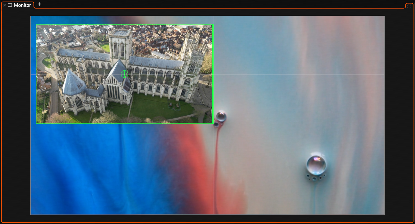 The Monitor with a selected clip at half size