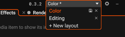 The Layout list with two saved layouts