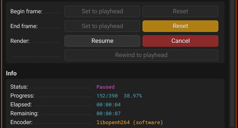 A paused render