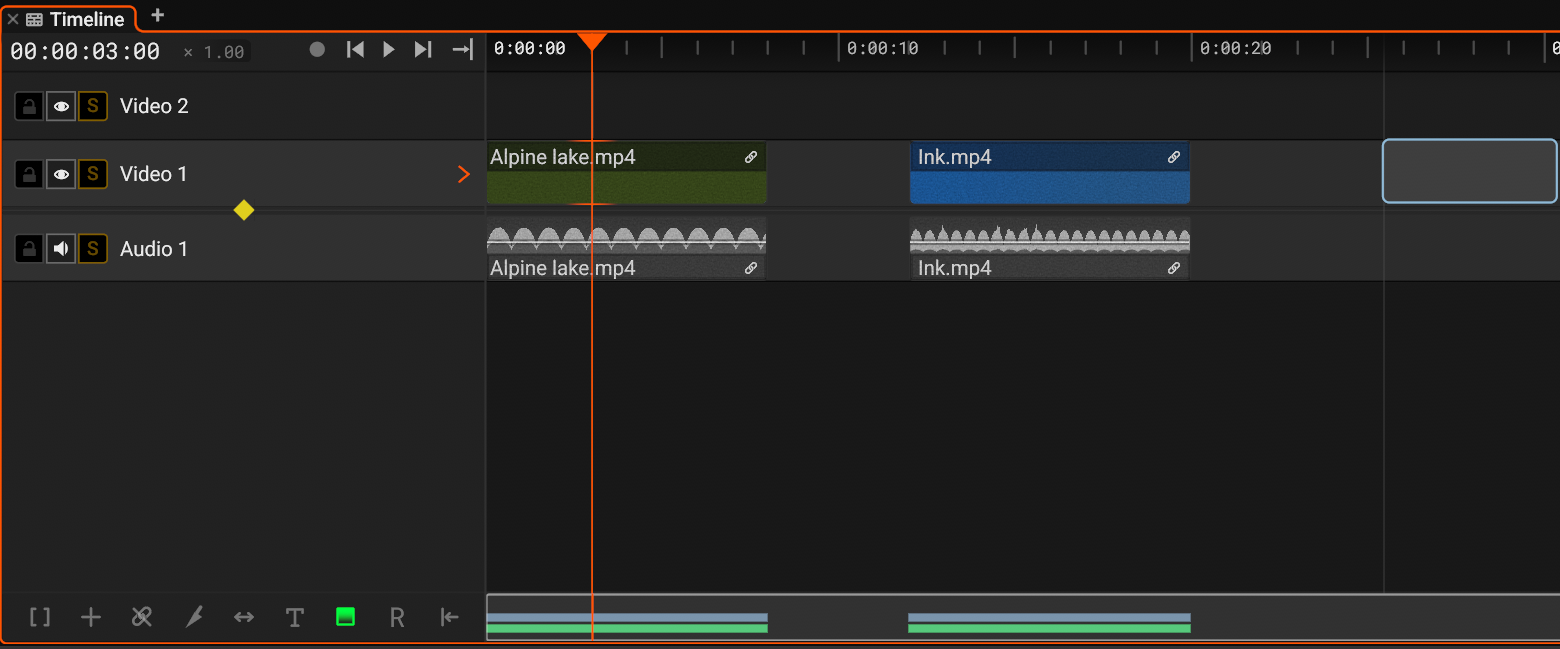 Color mode over an empty part of a video track