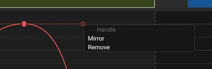 The context menu of a handle