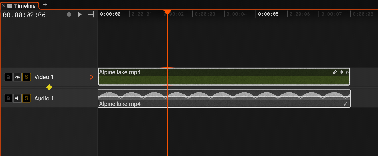 A selected clip with the keyframe editor closed