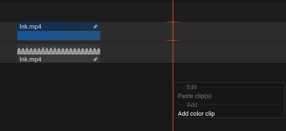 The context menu of empty timeline space