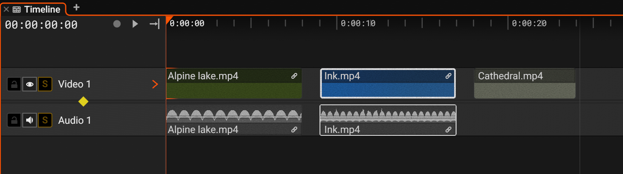 A selected clip. Its linked audio clip is selected with it