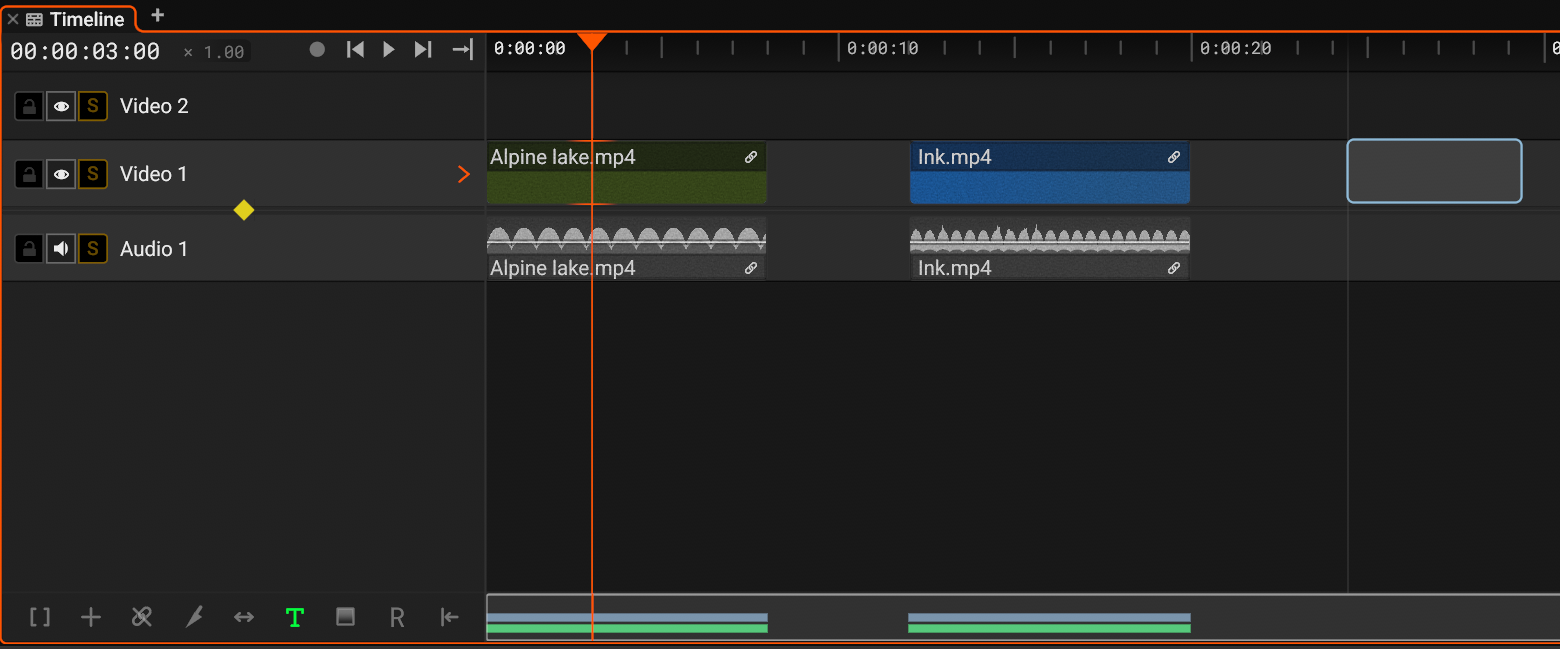 Text mode over an empty part of a video track