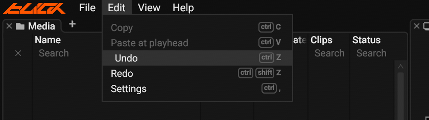 The Edit menu